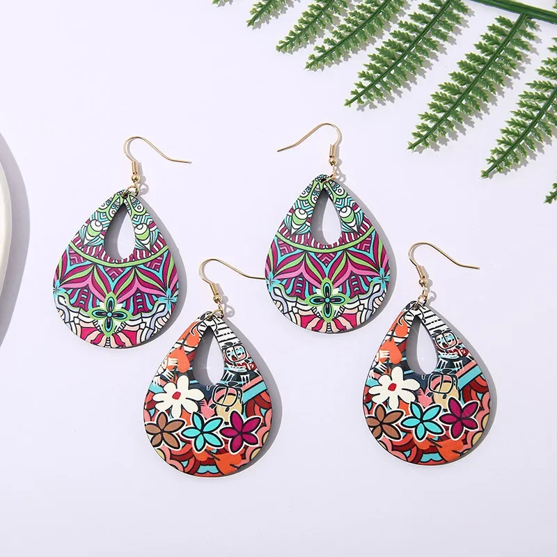 

Boho Style Multiple Painted Acrylic Earrings for Women Girl Ethnic Style Drop Earrings Jewelry for Wedding Vacation Parties