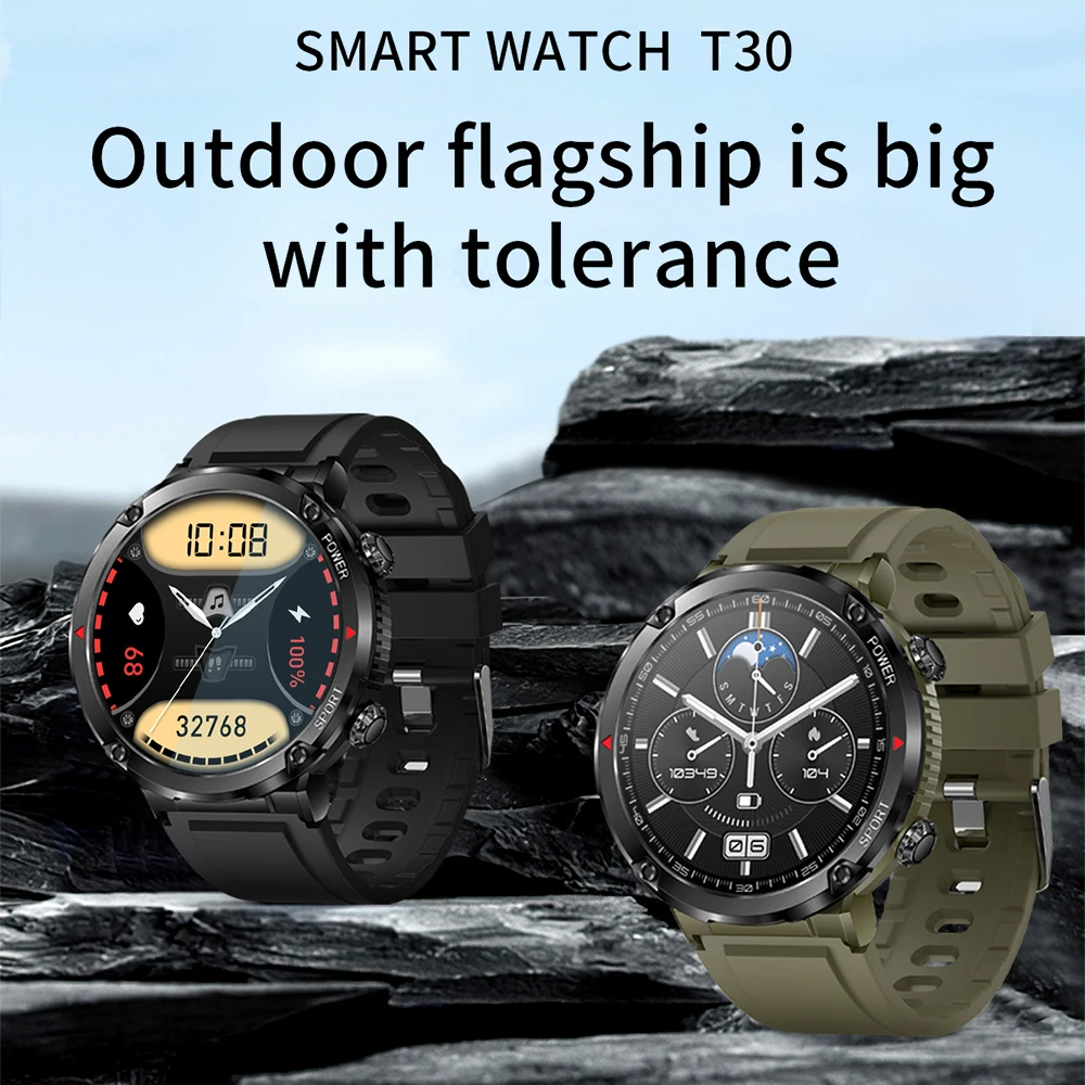 T30 smare nézni 1.6inch 400*400 Futam Eltakar Bluetooth Parancskihirdetés Szív Aránypár Hi-fi speakers IP68 Vízhatlan esőköpény Sportág tracket smartwatch