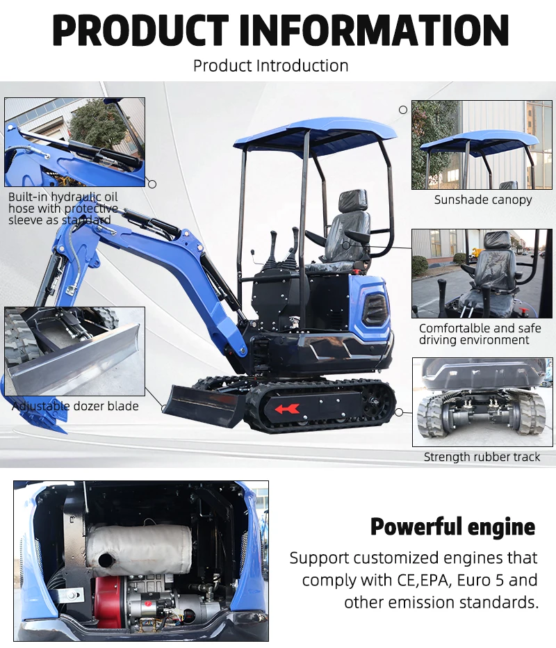 Mini-Bagger, kleiner Hydraulikbagger, kompakt, CE-zertifiziert, für Garten-, Landwirtschafts- und Landschaftsbau – Detail 4