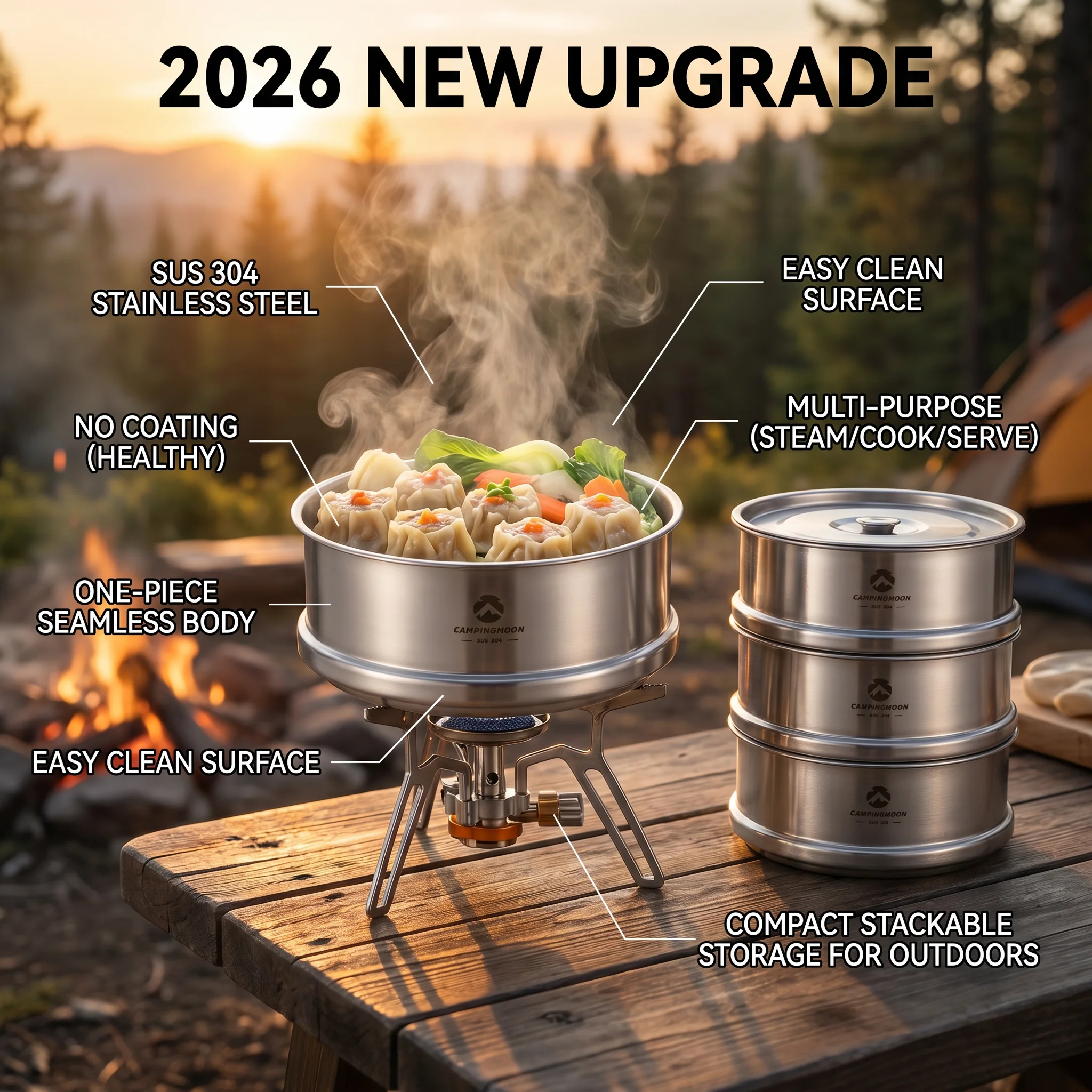 Camping Cooking Snow - 2026年新改良版 ハイキング用軽量ポットセット アウトドアキャンプ、水沸かし、料理、キャンプ用調理器具、スノーポット