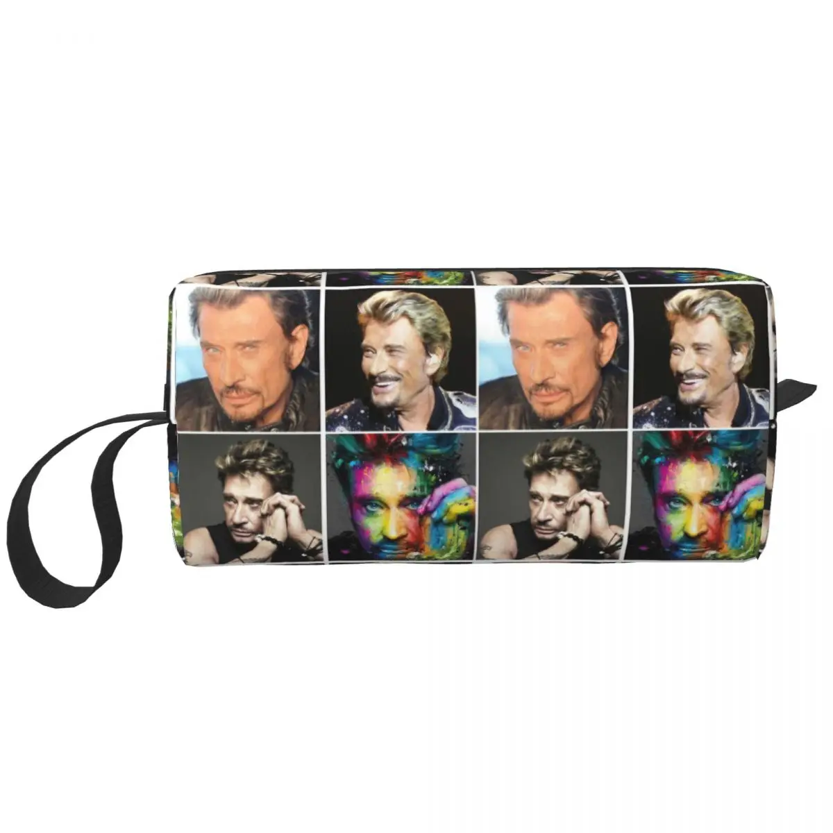 Rock Star Large Makeup Bag Zipper Pouch Travel Cosmetic Bags Johnny Hallyday Singer Organizer for Unisex