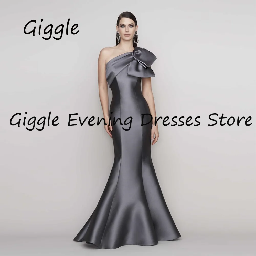 Giggle Satin Mermaid One-shoulder Ruffle Formal Elegant Prom Gown Floor Length luxury Evening Party Dresses for Women 2024