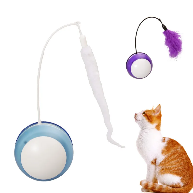 

Pet Electric Teaser Toy Smart Walking Rolling Feather Teaser Cat Toy Cat Toy Balls