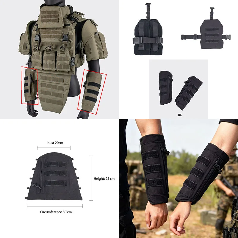 TRN BAC Black and Gray Industrial Tactical Arm Guards, Protective Sleeves for Outdoor Sports, Hunting, and CS Gaming Gear