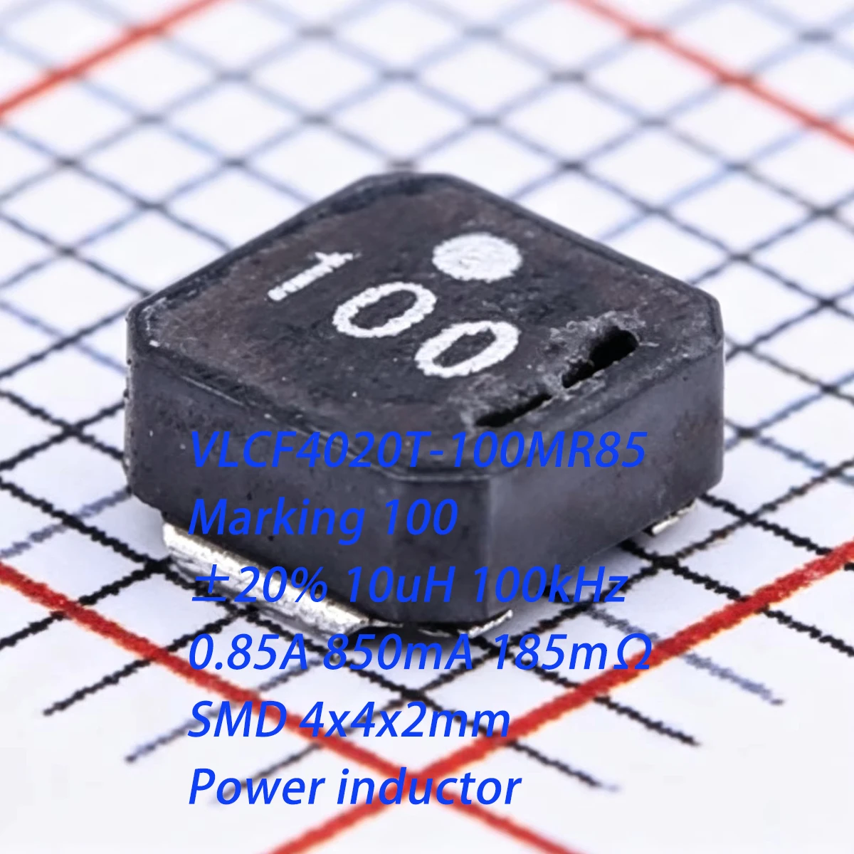10PCS VLCF4020T-100MR85 Marking 100 SMD 4x4x2mm SMT ±20% 10uH 100kHz 0.85A 850mA 10µH 185mΩ 0.185ohm NEW Original Power inductor