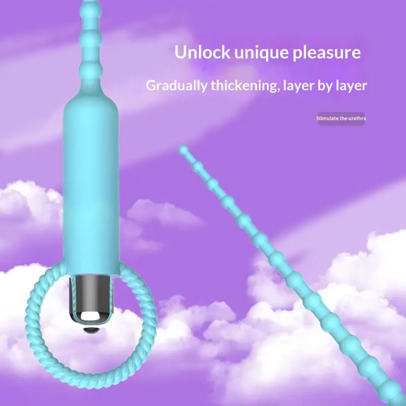 New Silicone Vibrating Urethral Sound Ribbed Penis Plug Male Masturbator 10 Modes Sex Toy For Men