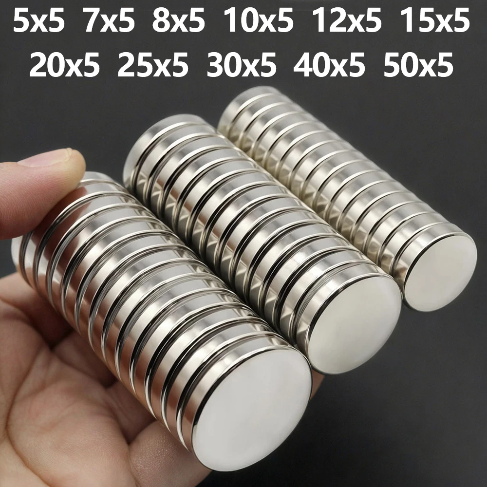 Super Powerful Neodymium Magnet Round 5/8/10/12/15/20/25/30x5 mm Series N35 Permanent Magnetic Small NdFeB Refrigerator Magnets