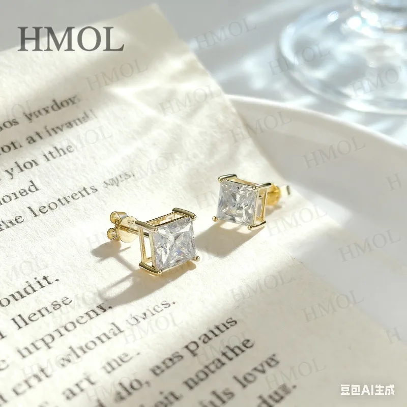 مويسانيتي أقراط 1-6CT Asscher Cut S925 10K 14K 18K خطوة قطع وأقراط فاخرة الزفاف هدية الذكرى مجوهرات