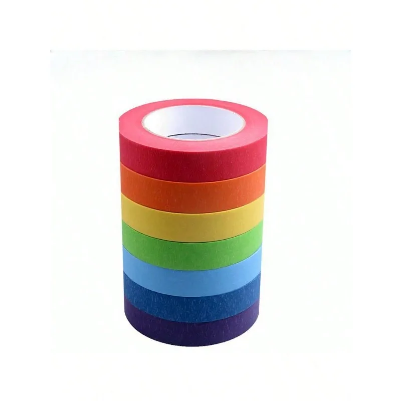 Seven Colors Decorative Tape 7-Pack DIY Art Tape No-Trace Paper Back-to-School Supplies Learning Tools