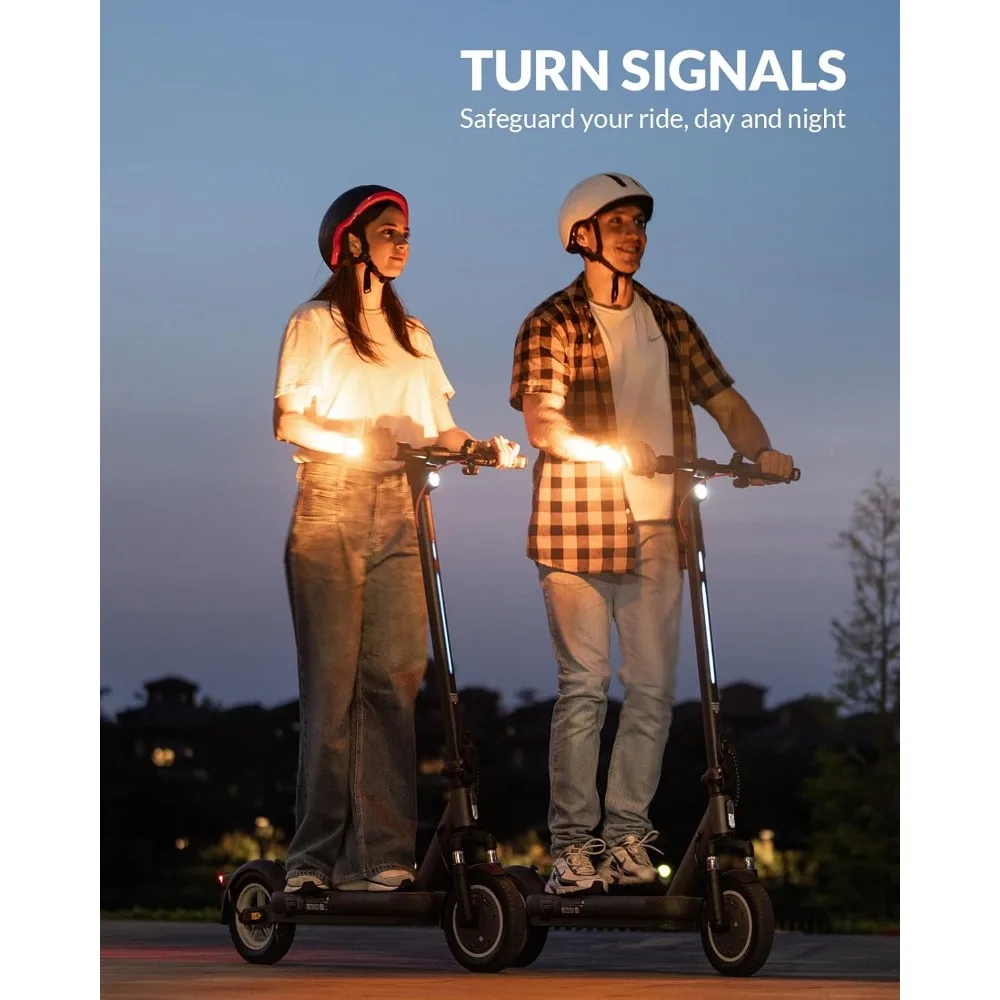 Electric Scooter with Turn Signals - 24.9 Miles Range & 20 MPH, 48V 800W Peak Motor,  Dual Suspension and Ambient Light