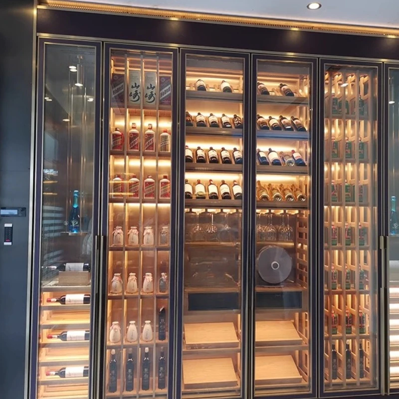 

Stainless steel wine cabinet restaurant wine rack display decoration