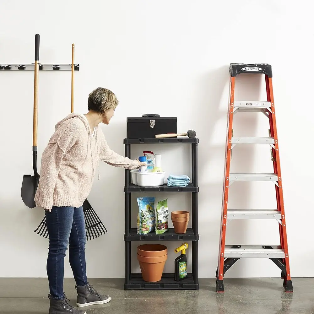 Gracious Living 4 Pack Light Duty Storage Shelves, Kt-A-Shel 4-Shel Ventilated Shelving Rack Organizer or Home, Garage, Basement