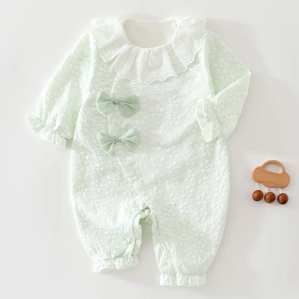 Baby Girl Romper Long Sleeve Spring Autumn Floral Baby Clothes Pink Color First Birthday Infant Jumpsuit High Quality  -128