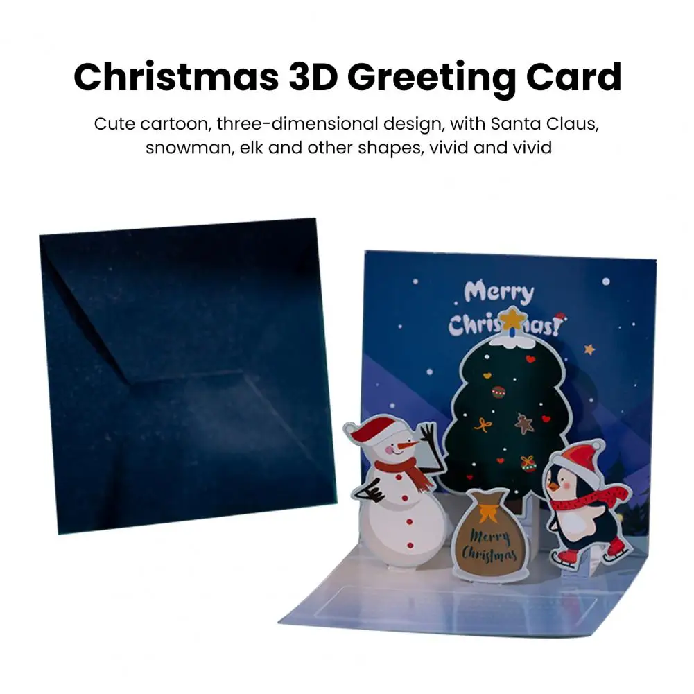 Fold-out Christmas Card Snowman Christmas Card Cheerful Christmas Greeting Cards Festive Santa Claus Snowman Elk for Holiday