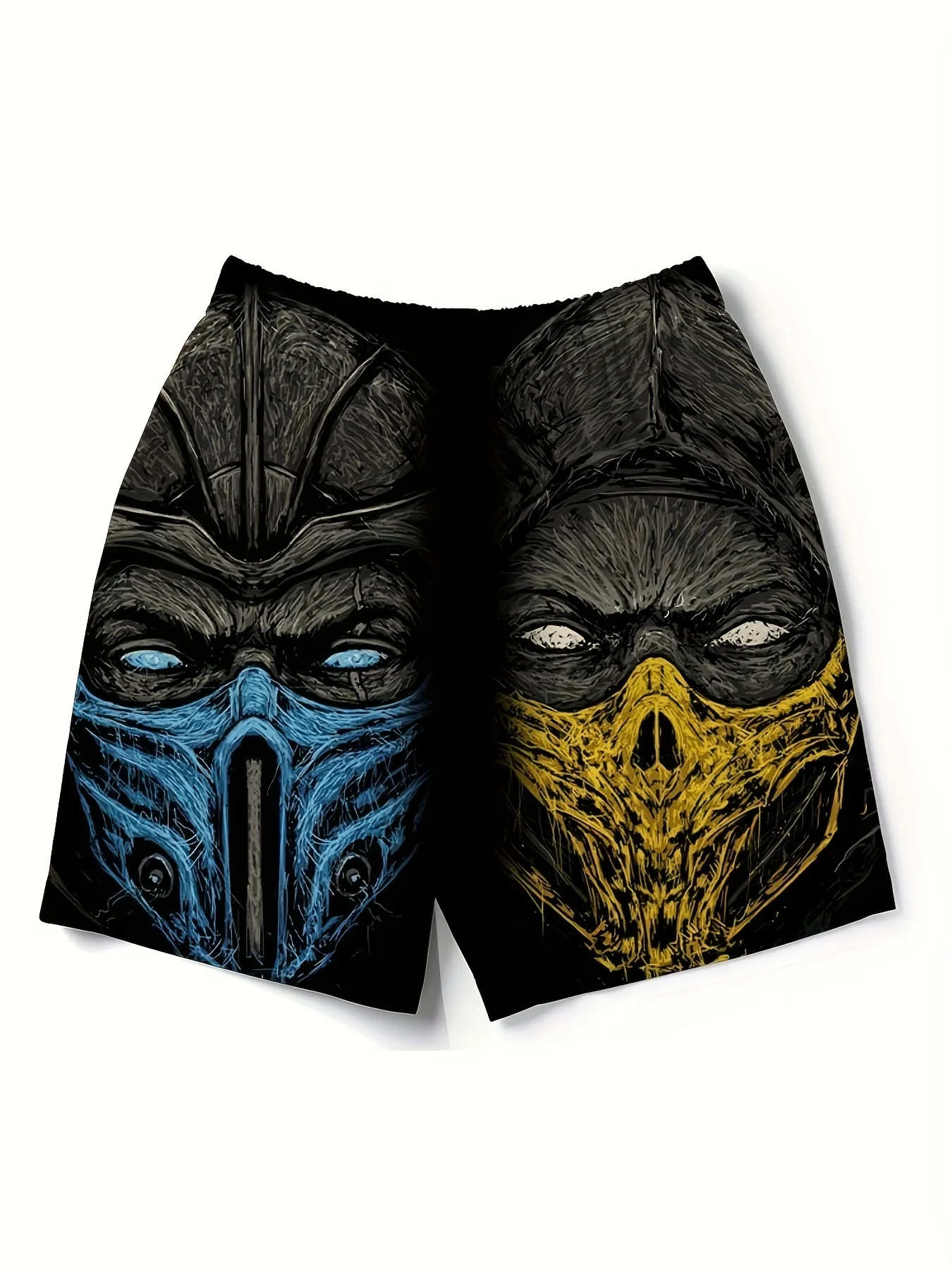 شورت شاطئ كاجوال من البوليستر سريع الجفاف - خصر برباط للرجال، قابل للغسل في الغسالة، طباعة هندسية #3