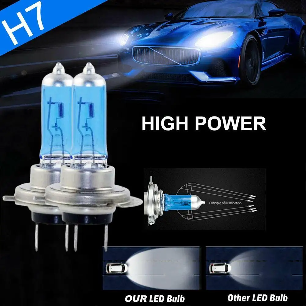 

A Pair H7 100W/55W 12V 6000K Halogen Car Light Source Bulbs Headlights Auto Lamp Parking Fog Lights H7 LED Bulbs Headlight Lamp