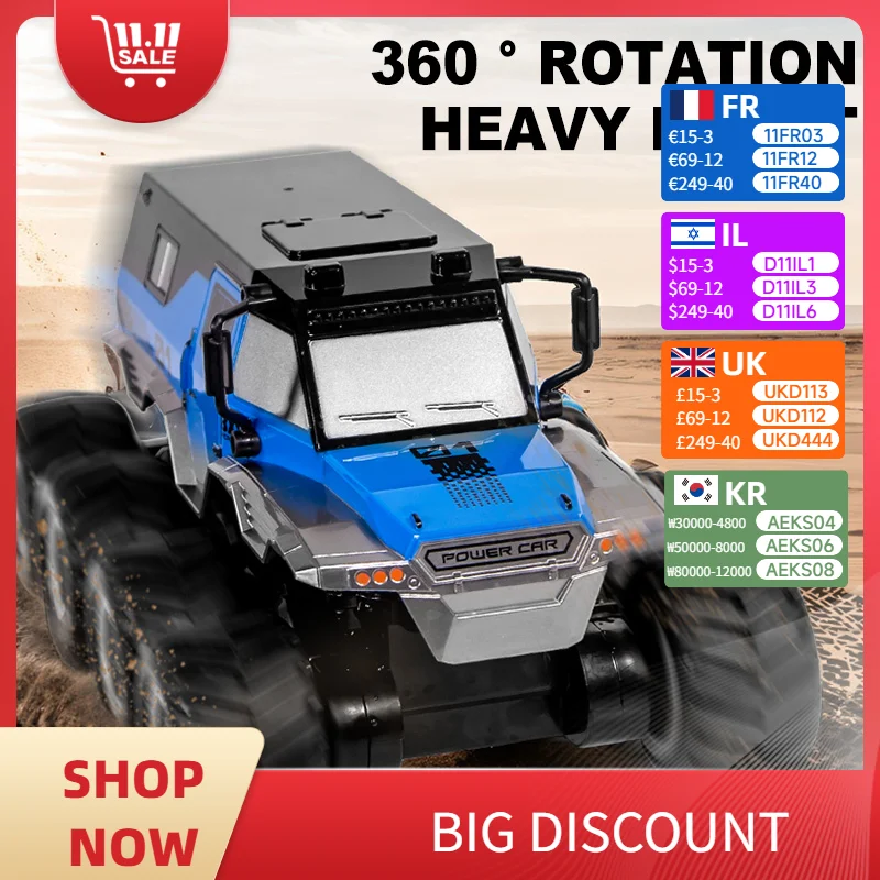 

All-Terrain 8WD Amphibious RC Truck - 8Wheel Giant Tires 2.4G Remote Control Water Off-Road Toy