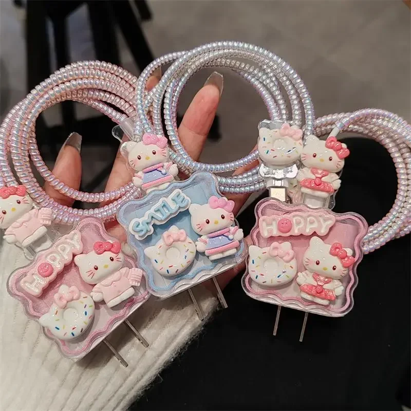 Sanrio Hello Kitty Kawaii Data Cable Protective Case IPhone 15 Suitable for IPhone14 Fast Charge 20w Cartoon Cute Charger Case