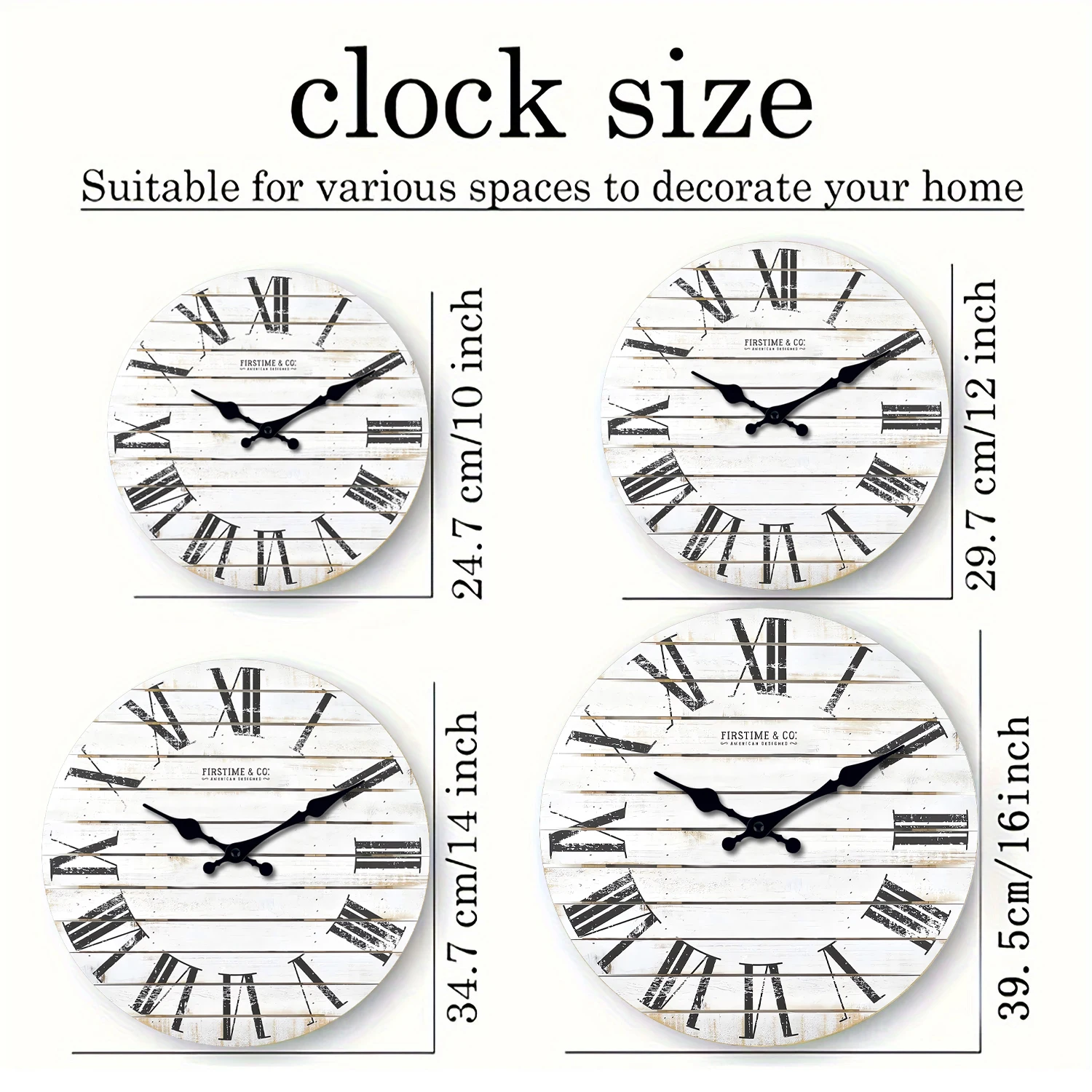 1pc white wooden wall clock, retro Roman numerals design wall clock, non-ticking silent clock, living room study decoration view 3