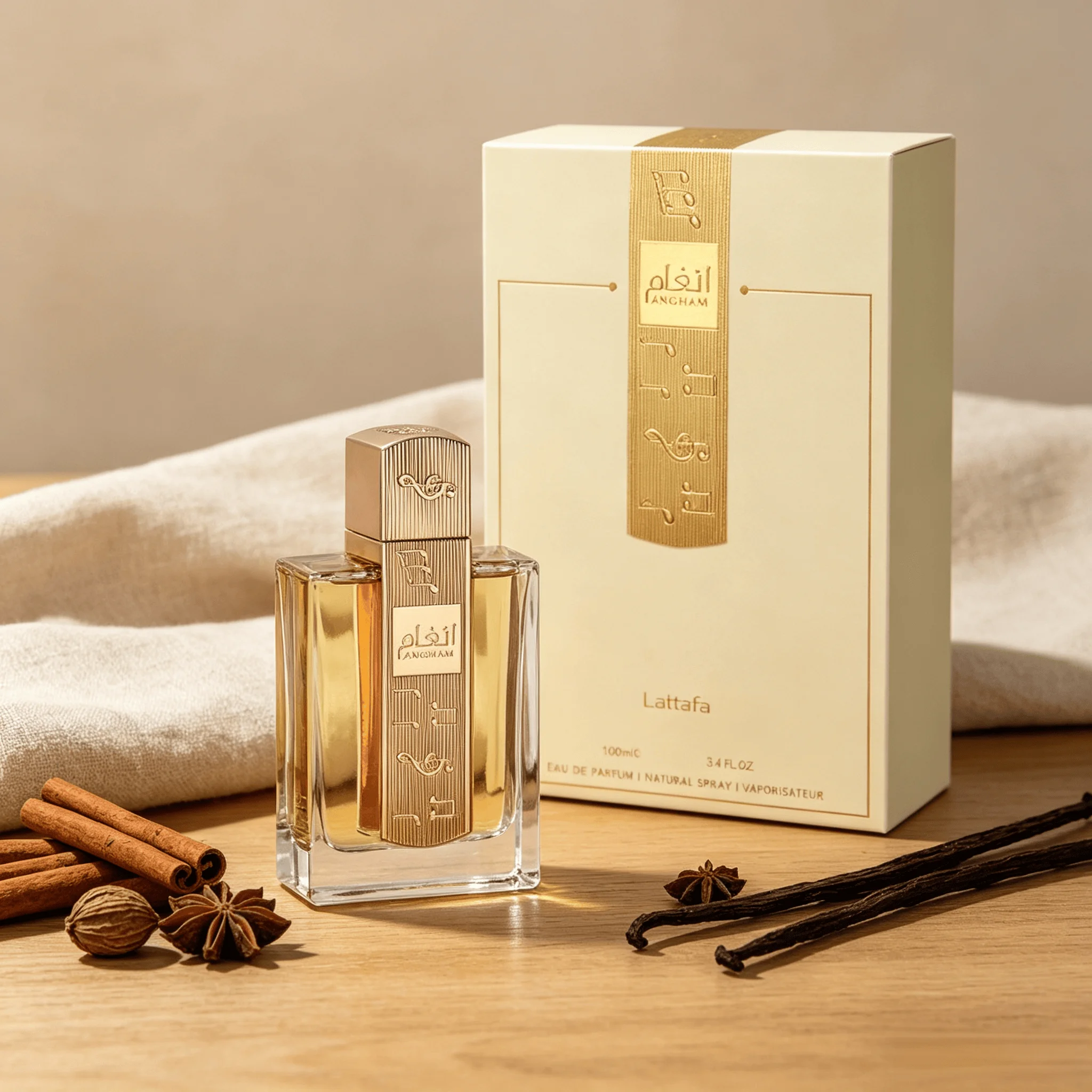 Lattafa Anfasim EDP 100ml - Middle Eastern Spicy and delicious Wood Fragrance, Neutral Scent, Gentle and Rich, Suitable for the Autumn and Winter Seasons, Long-Lasting Fragrance, Simple and Elegant