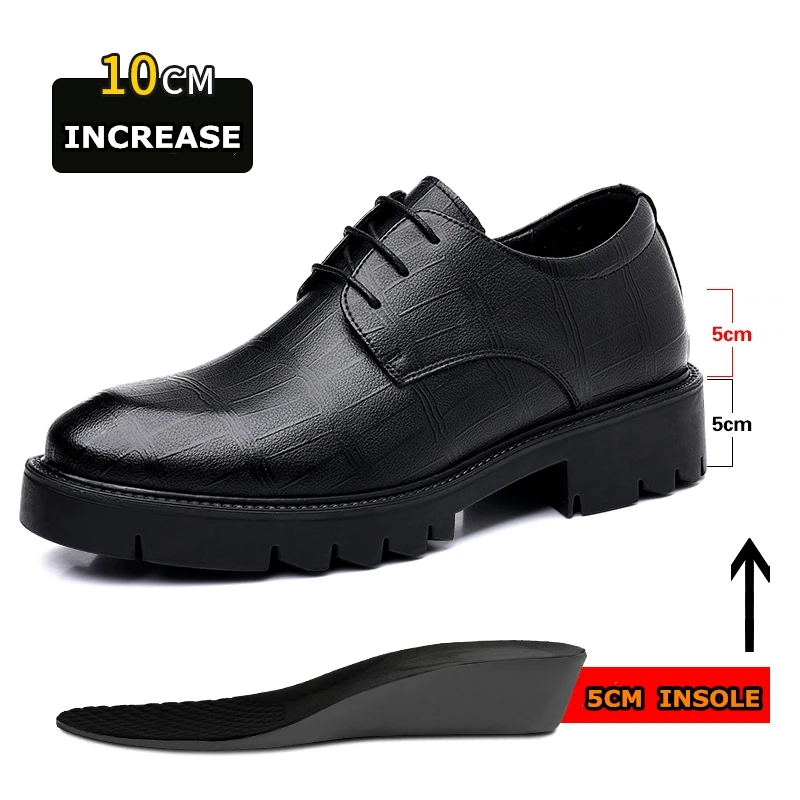 Hidden Heel 8/10CM Cow Leather Men Shoes Office Work Elevator Shoes Brand Man Business Oxfords Footwear Suit Shoes Lift Sneakers