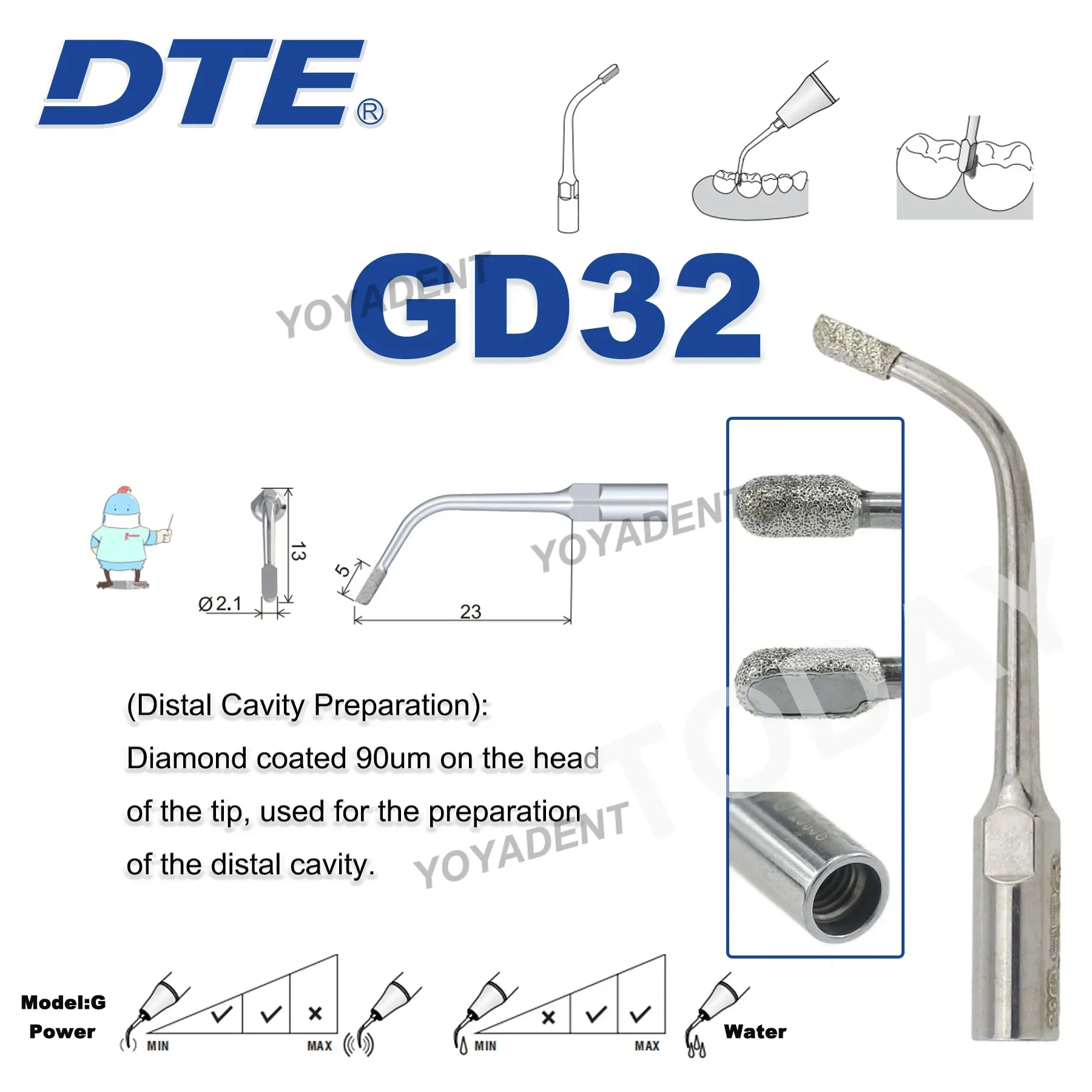 Woodpecker DTE Dental Ultrasonic Scaler Tip For Cavity Preparation Fit SATELEC ACTEON GD20 GD21 GD30 GD31 GD32 GD33