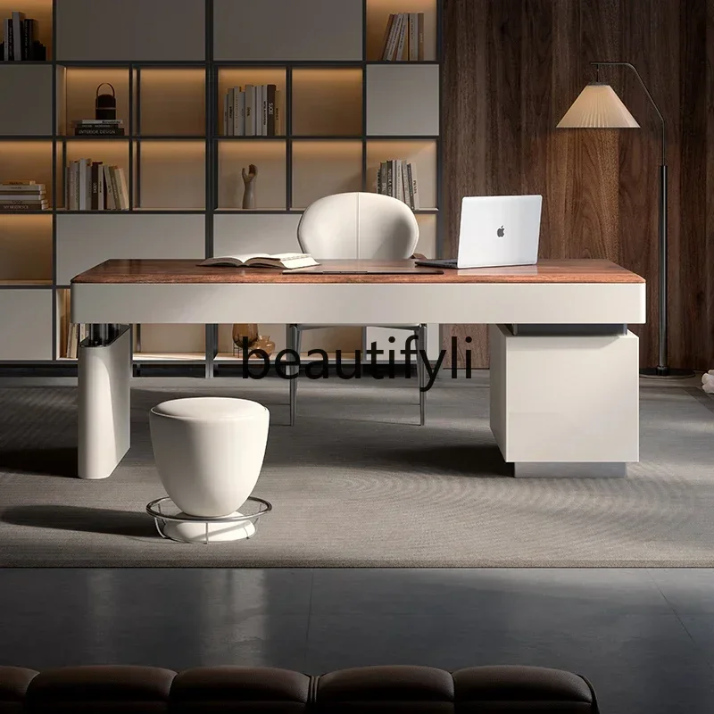 

ss C C Desk black walnut Italian light luxury modern study home boss office computer desk