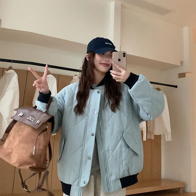 

Parkas Women Thick Coats Long Sleeve Solid Single Breasted Jackets Pockets Loose Outerwear Warm Casual Jackets Autumn Winter