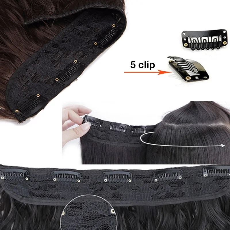 22 Zoll synthetisches langes verworrenes lockiges Haar Hochtemperatur-Maiswellen-Haarverlängerung Clip-in-Faser-Haarteile für Frauen – Detail 3