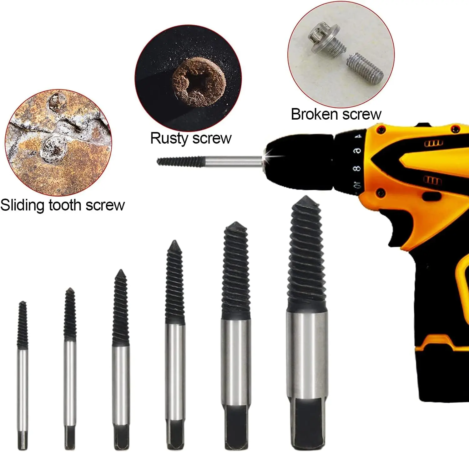 Damaged Screws Extractor Set HCS Damaged Screws Remover Extractor Hex Screw Extractors Tool Removal Tools Speed Easy Out Set