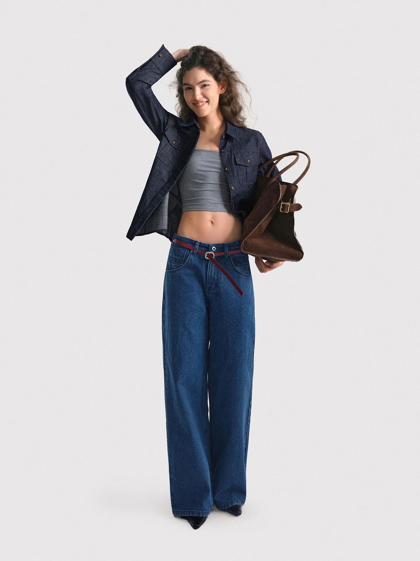 Washed Vintage Wide Leg Jeans Women Casual Loose Slimming Long Pants Cotton Natural Waist Four Seasons Elastic Non-stretch