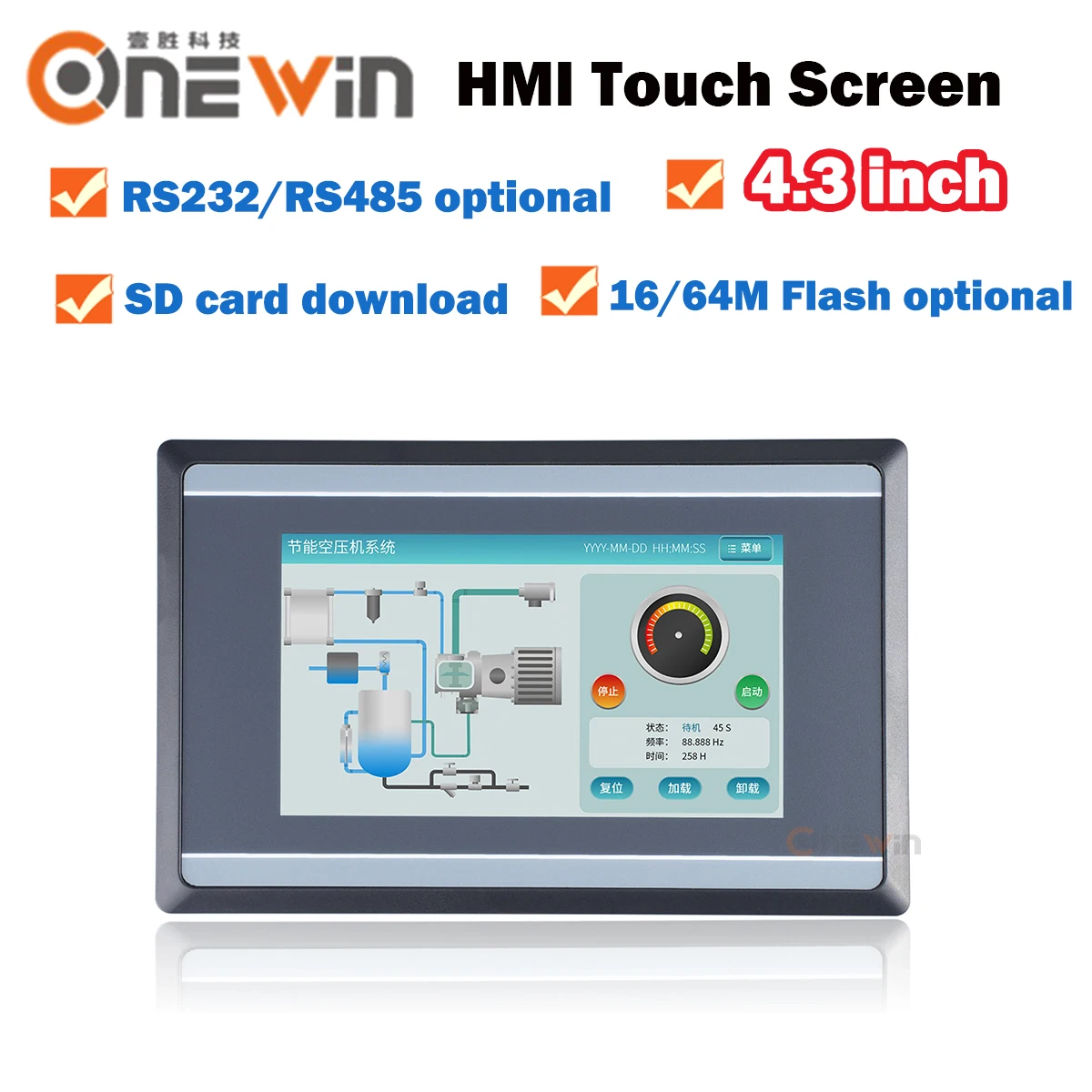 ONEWIN HMI touch screen LCD da 4.3 pollici 16M 64M pannello interfaccia macchina umana display industriale resistenza alla porta seriale