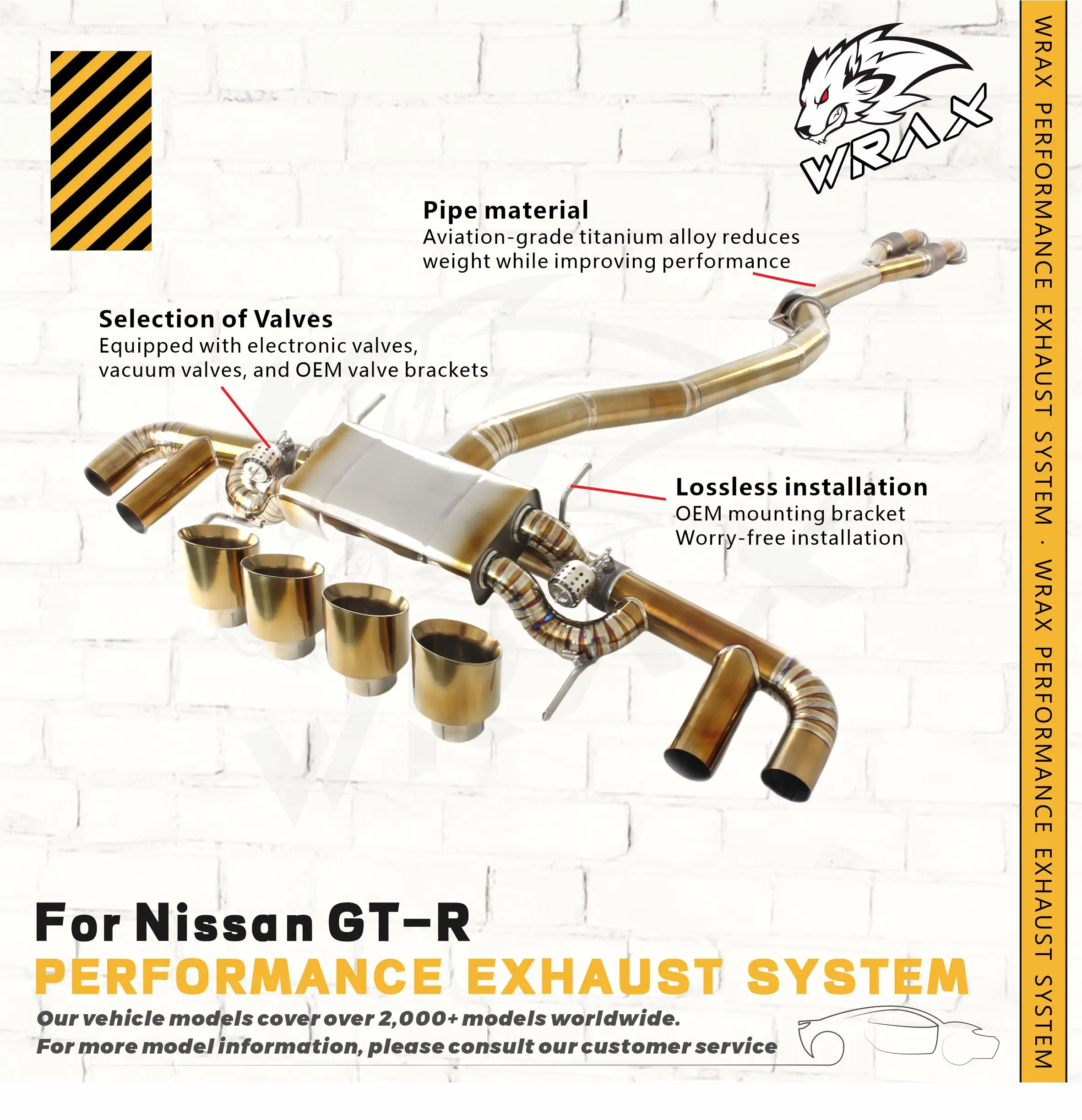 

Titanium Catback WRAX for Nissan GT-R Adjustable Valve Dynamic and Static Switching