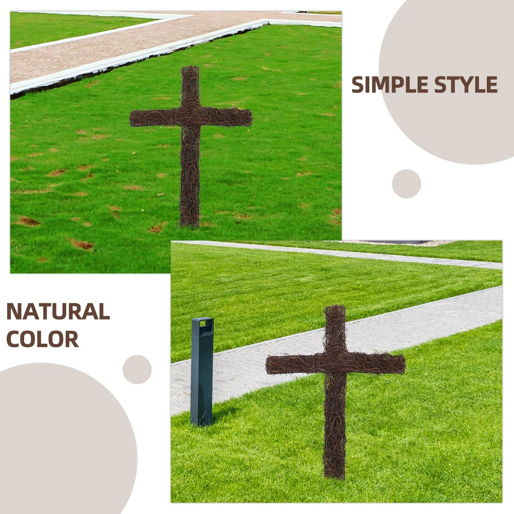 

2Pcs Rattan Woven Cross Natural Texture Handcrafted Style DIY Craft Material Garden Yard Decoration Outdoor Rattan Cross