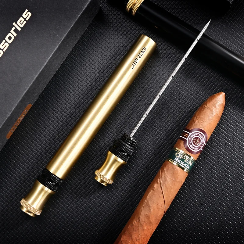 New 3 in 1 Metal Cigar Tool - Draw Tool, double Cigar Punch & cigar cutter Smoke Accessories Gift Box