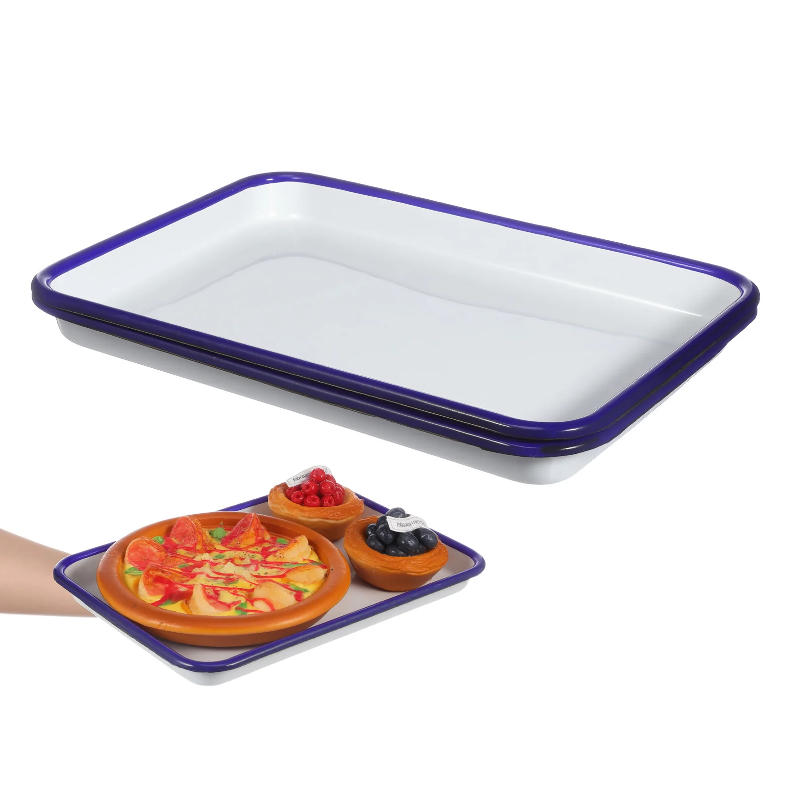 Teglia smaltata da 2 pezzi, lucida, antiaderente, resistente all'usura, design professionale per la cucina domestica, pizzas, crepes, padella smaltata