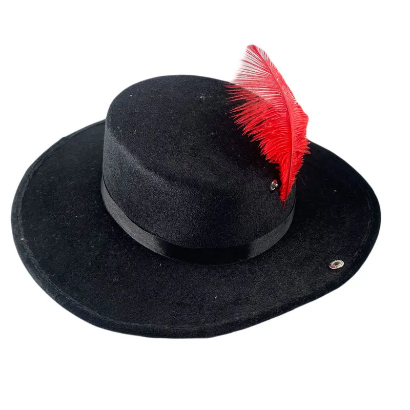

Trendy Wide Brim Gentleman Fedoras Hats Feather Decor Topper Hat Vintage Fedoras Hats Flat Top Elegant Jazz Hat Stage Performanc