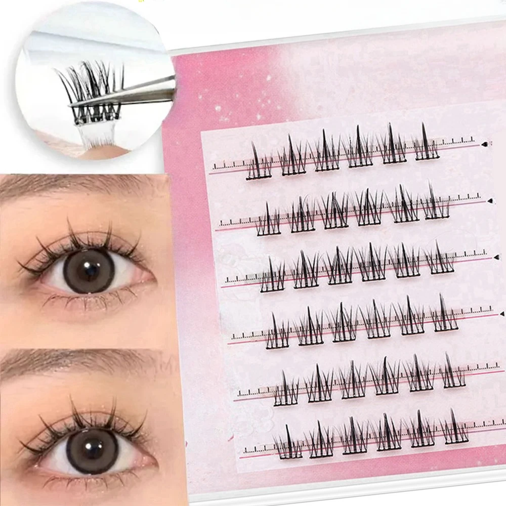 36 cílios postiços autoadesivos, sem cola, cílios postiços de girassol de 8-12 mm, ondulação C, automotante, luz natural