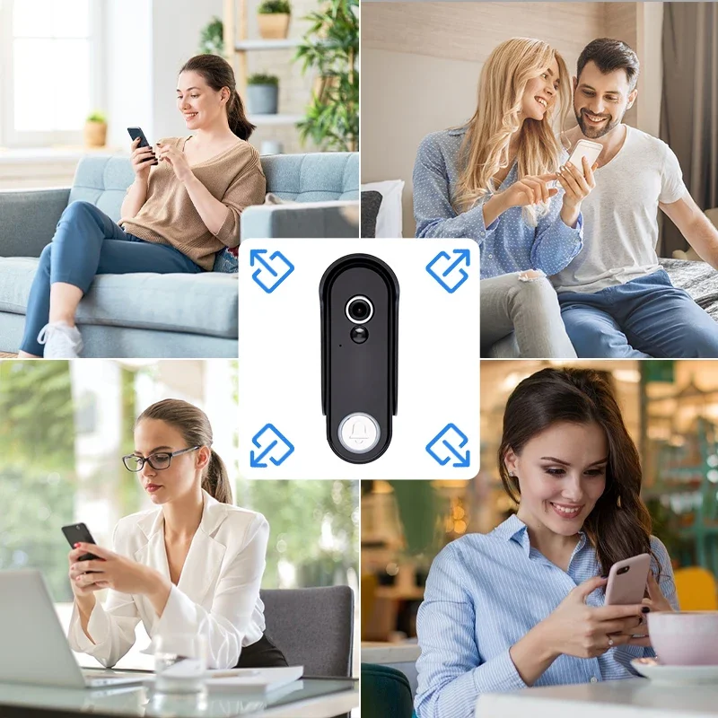 Беспроводной домофон 1080P, дверной звонок, ночной HD Vision, 7-дюймовый водонепроницаемый дверной звонок, камера умного дома, безопасность, видеообнаружение движения