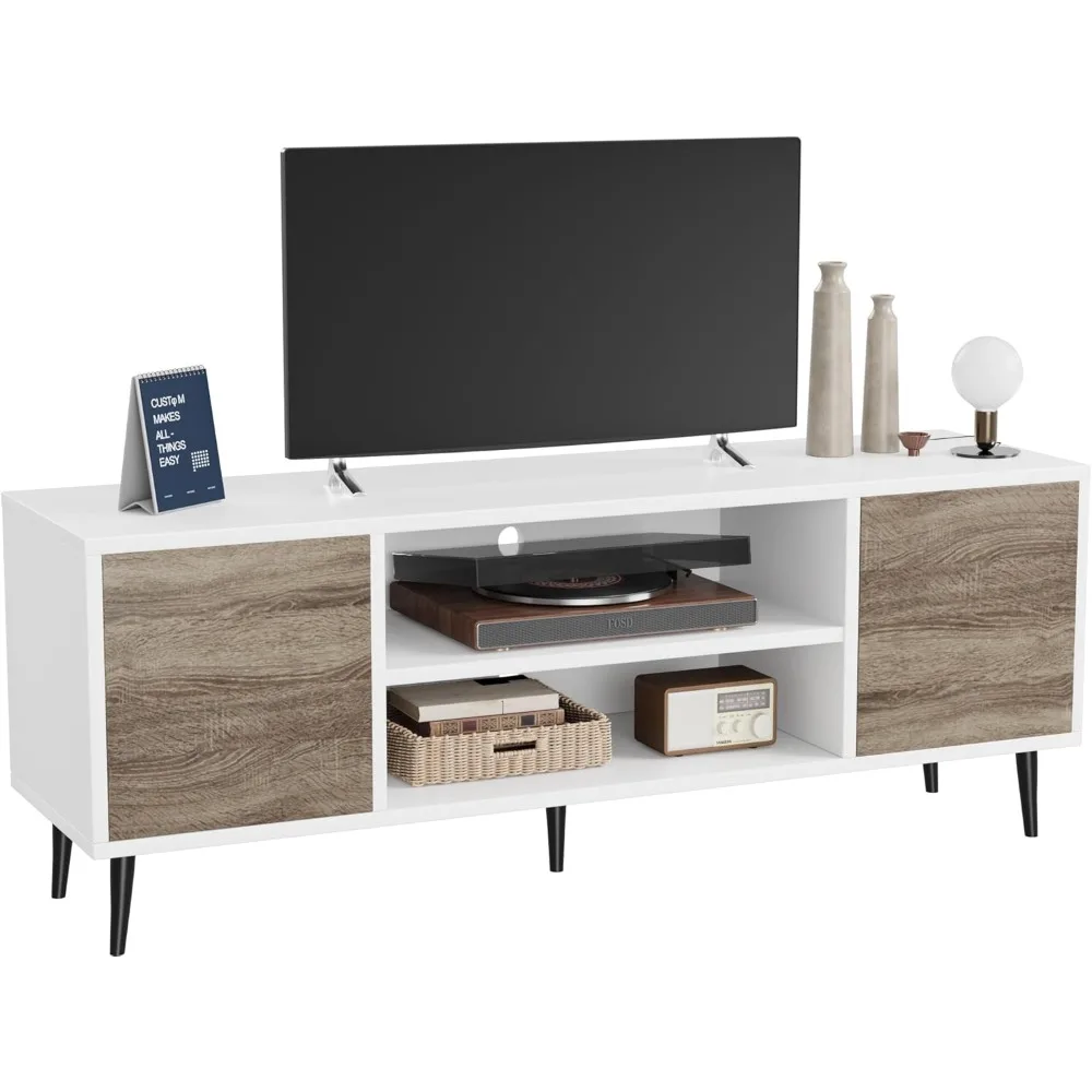 

TV Stand, 58 Inch Entertainment Center with 2 Doors and 2 Storage Cabinets for TV up to 65 inch, TV Console Table for Living Ro