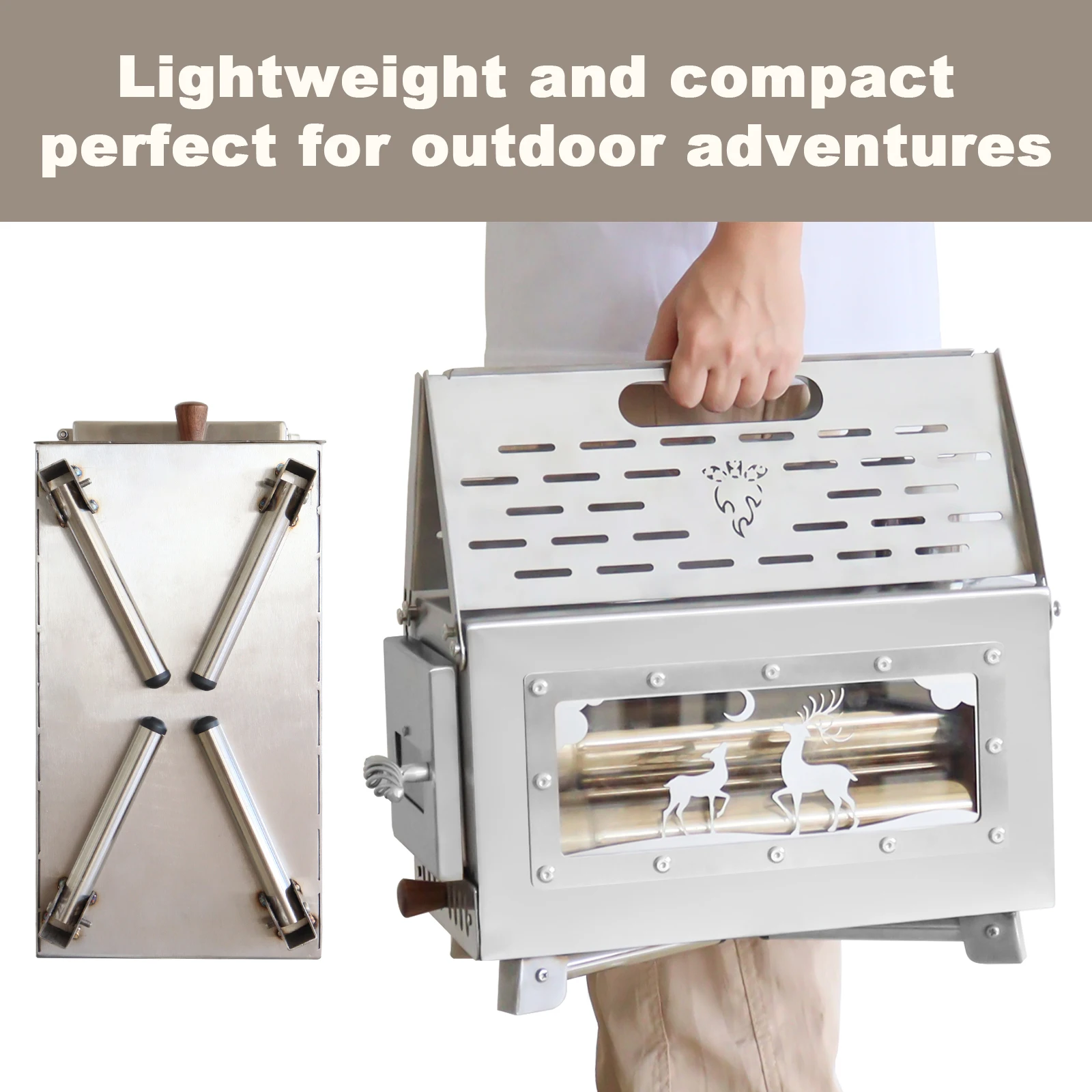 Firewood Stove Multi-purpose Stainless Steel Pellet Burner Camping Foldable Partical Heater Portable Wood Stove Outdoor Picnic