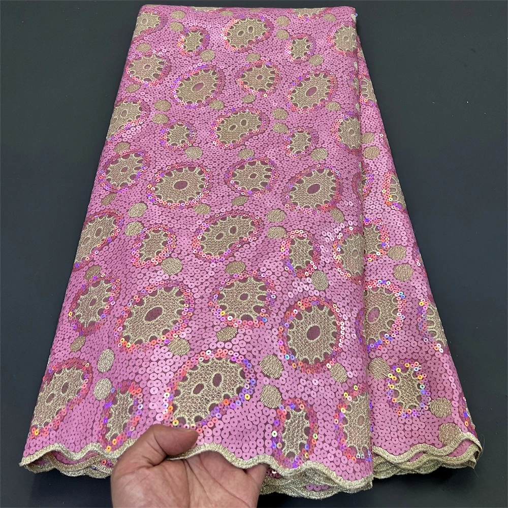 African Cotton Lace Fabric 2024 New Arrivals 5Yards Swiss Voile Lace with Stones for Sewing Women Wedding Party Dresses