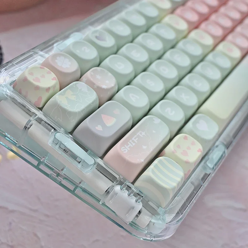 

Summer series Guagua new MOA height gradual change all five sides hot sublimation cute Q cute mechanical keyboard keycaps