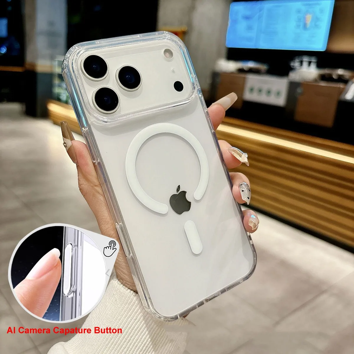 Capature Button Hülle für iPhone 17 Pro Max 17 Pro Air Cover AI Kamera Action Magnetische Mag-safe Klare Kristall-Luftkissenschale