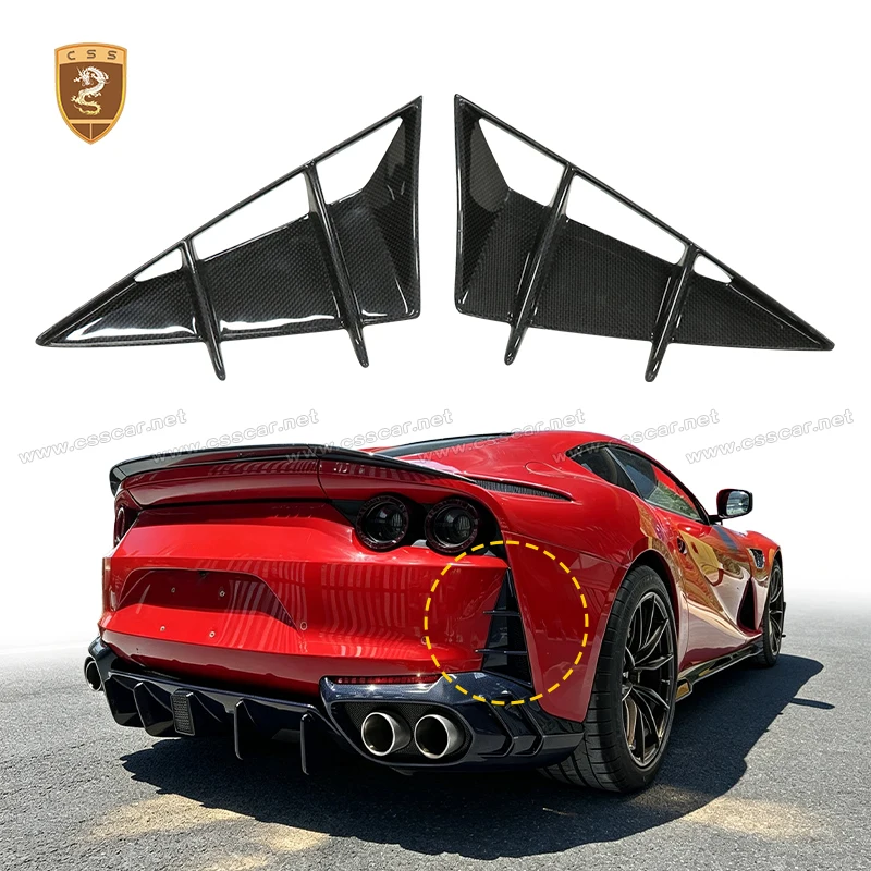 2Pcs Dry Carbon Fiber Rear Bumper Spoiler Air Vent Cover Side Canard Cover For Ferrari 812 upgrade MSY Style Auto Moulding Kits