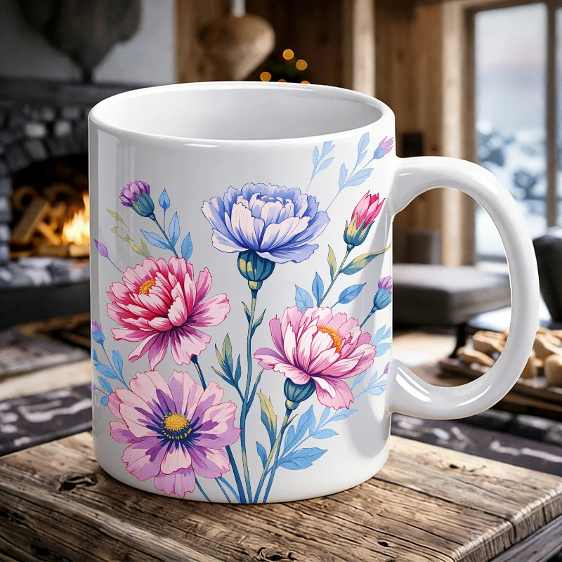 nurse day Mug Coffee Cup Ceramic Cup Pastel Florals Soft Pink and Purple Blooms