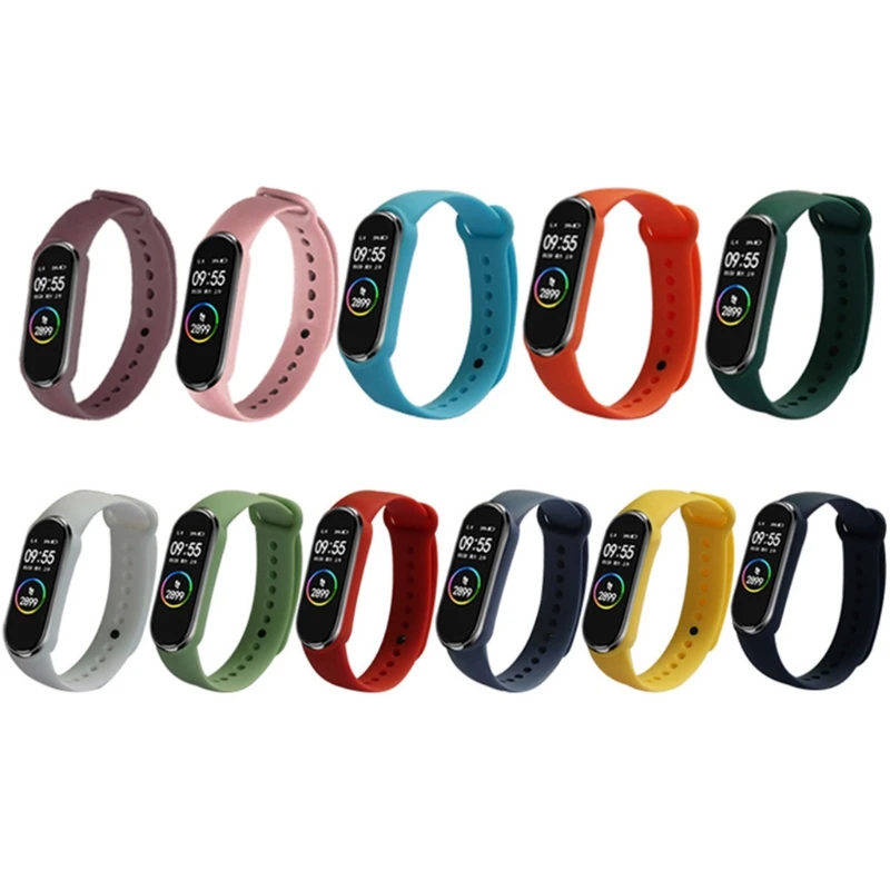 Watch Strap Silicone Washable Bracelet Breathable Durable Sweat for Mi Band 6 5