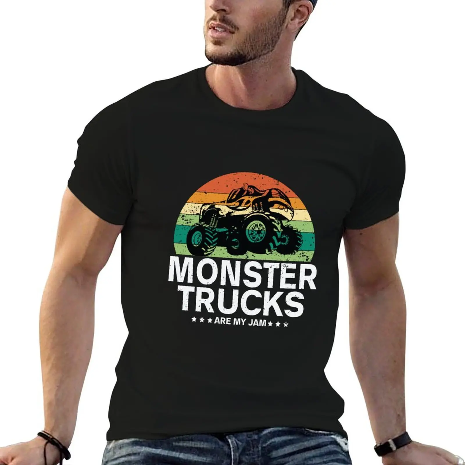 

Vintage Monster Truck Are My Jam Retro Sunset T-Shirt man t shirt luxury anime t shirts oversize man t shirts graphic T-shirt