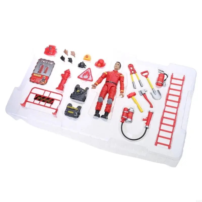 

Firefighter Model Action Figures with Accessories for Kids Boy Soldier Figurine Toy Joint Figurine Interaction Toy E65D