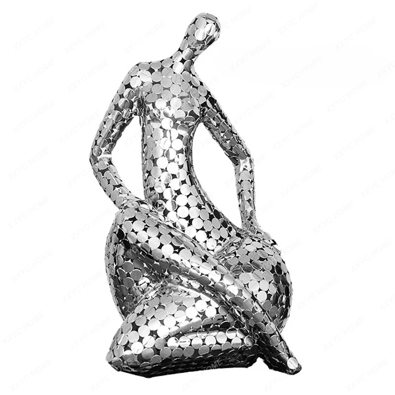 AAHotel Lobby Light Luxury Human-shaped Floor Ornament Abstract Figure Wrought Iron Sculpture Living Room Art Decoration
